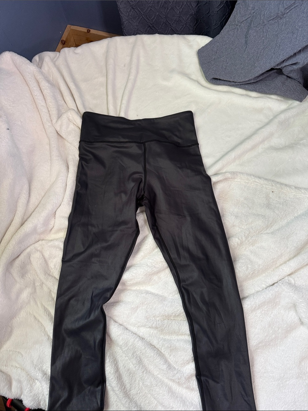 ZYIA Black Faux-Leather Kids Leggings
